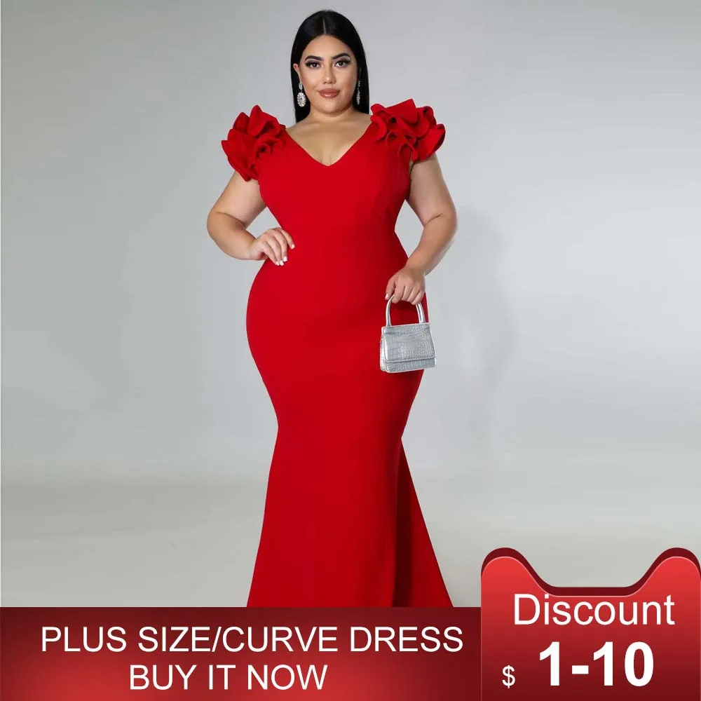 Designer Plus Size Evening Dress Elegant Ruffle Red Black Sexy Backless Large Sizes Women Party Formal Maxi Long Dresses Summer
Designer Plus Size Evening Dress Elegant Ruffle Red Black Sexy Backless Large Sizes Women Party Formal Maxi Long Dresses Summer
