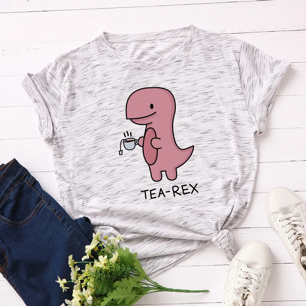 OUSLEE-Women's Tea Rex Dinosaur Print Short Sleeve T-Shirts, Loose O Neck Cotton T-shirt, Casual Anime Tops, Summer
OUSLEE-Women's Tea Rex Dinosaur Print Short Sleeve T-Shirts, Loose O Neck Cotton T-shirt, Casual Anime Tops, Summer