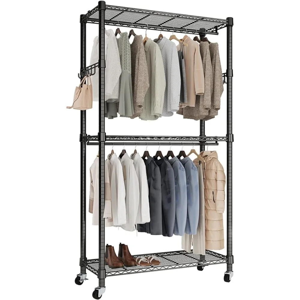 Tophorse T1 Heavy Duty Rolling Clothes Rack, Double Rods Clothing Rack for Hanging Clothes, Adjustable Metal Wire Garment Rack
Tophorse T1 Heavy Duty Rolling Clothes Rack, Double Rods Clothing Rack for Hanging Clothes, Adjustable Metal Wire Garment Rack
