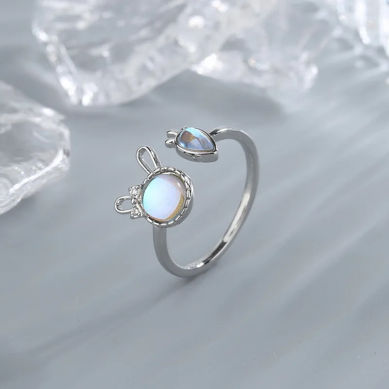 2023 New Fashion Cute Moonstone Rabbit Rings for Women Men Silver Color Opening Adjustable Animal Ring Jewelry Birthday Gift 
2023 New Fashion Cute Moonstone Rabbit Rings for Women Men Silver Color Opening Adjustable Animal Ring Jewelry Birthday Gift