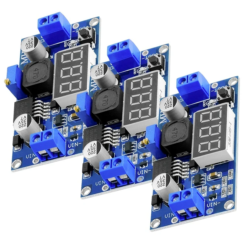 3PCS LM2596S LM2596 Step-Down DC-DC Buck Converter Module For 4-40V To 3.3-24V With 3-Digit Digital Display 
3PCS LM2596S LM2596 Step-Down DC-DC Buck Converter Module For 4-40V To 3.3-24V With 3-Digit Digital Display