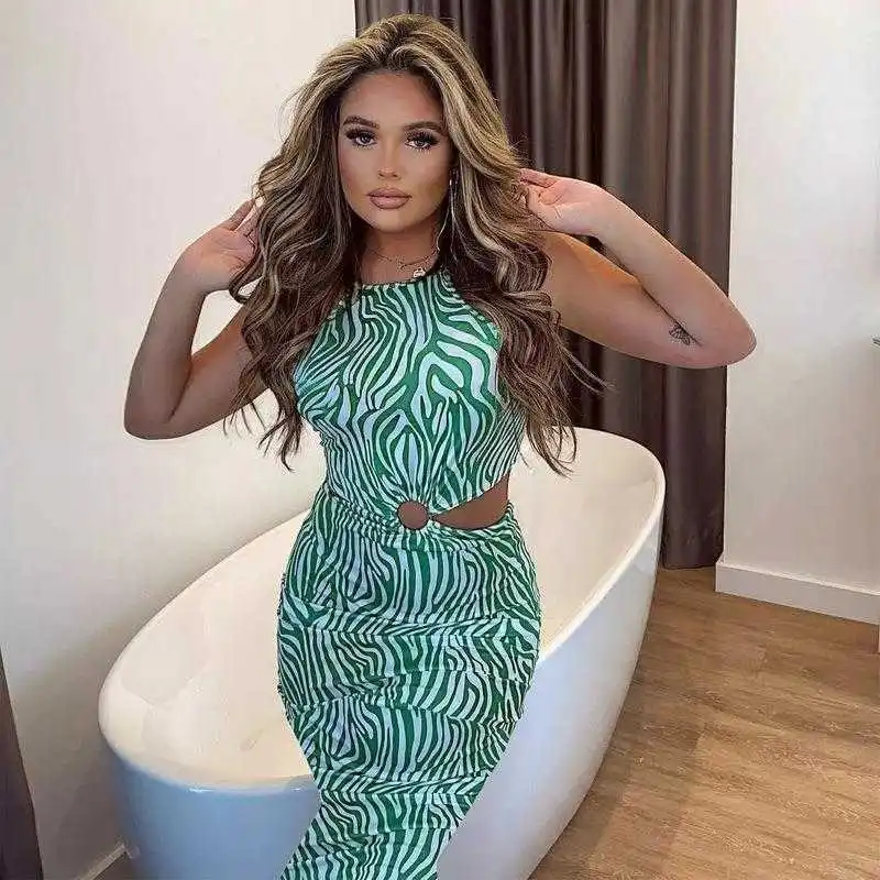 Womens Clothing Summer Fashion Printed Dress Sexy Halter Midi Slim Temperament For Women 
Womens Clothing Summer Fashion Printed Dress Sexy Halter Midi Slim Temperament For Women