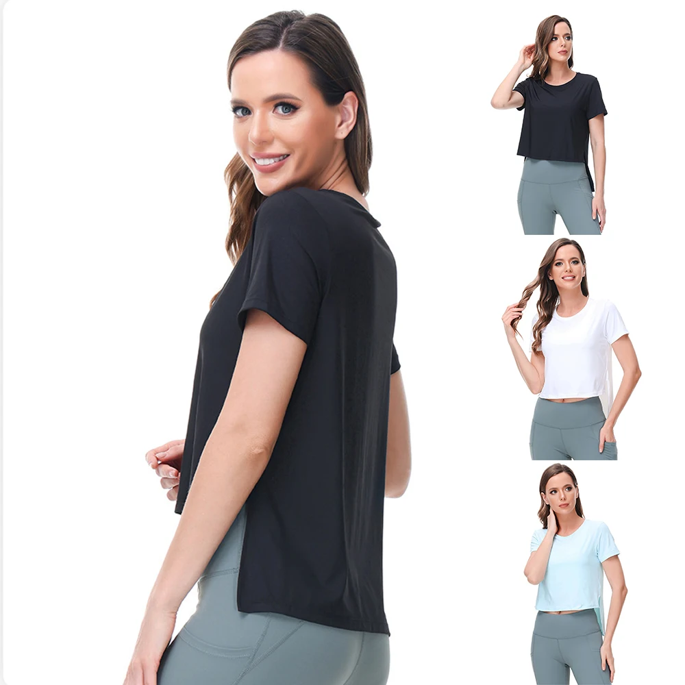 Women's Quick Dry Short Sleeve Workout Tops Crew Neck Open Navel T-Shirt Side Split Athletic Shirts Solid Color XR-Hot
Women's Quick Dry Short Sleeve Workout Tops Crew Neck Open Navel T-Shirt Side Split Athletic Shirts Solid Color XR-Hot