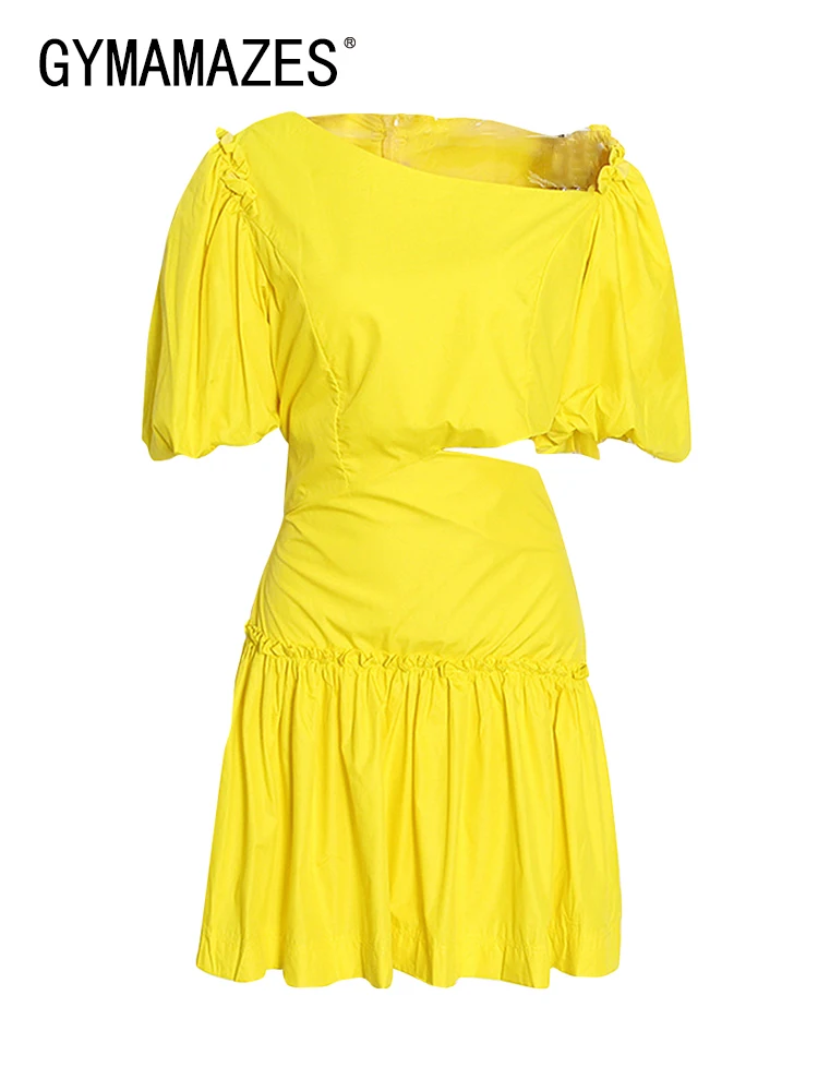GYMAMAZES Hollow Out Mini Dress For Women Skew Collar Puff Short Sleeve Solid Ruched Dresses Female Fashion Clothing 2022 Style
GYMAMAZES Hollow Out Mini Dress For Women Skew Collar Puff Short Sleeve Solid Ruched Dresses Female Fashion Clothing 2022 Style