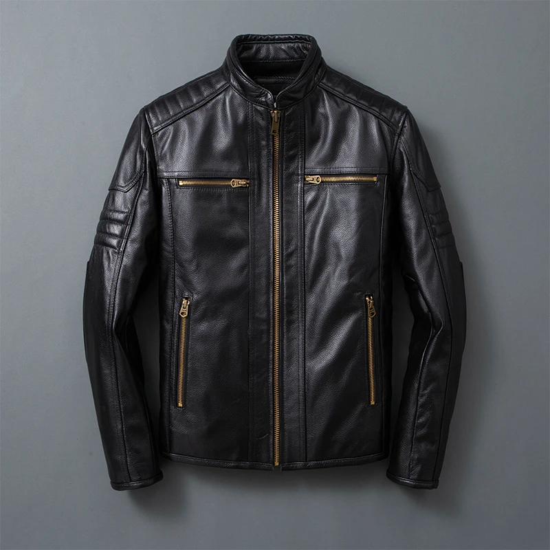 Cowhide Autumn Men Calfskin Jackets Coat Genuine Classical Leather Leather Motorcycle 100%top Jacket Biker Spring Layer Black
Cowhide Autumn Men Calfskin Jackets Coat Genuine Classical Leather Leather Motorcycle 100%top Jacket Biker Spring Layer Black