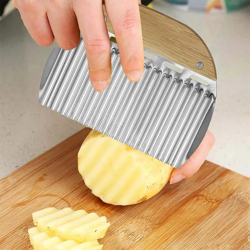 Stainless Steel Potato Chip Wavy Slicer Kitchen Vegetable Fruit Carrot Potato French Fries Maker Slicer Wavy Tool
Stainless Steel Potato Chip Wavy Slicer Kitchen Vegetable Fruit Carrot Potato French Fries Maker Slicer Wavy Tool