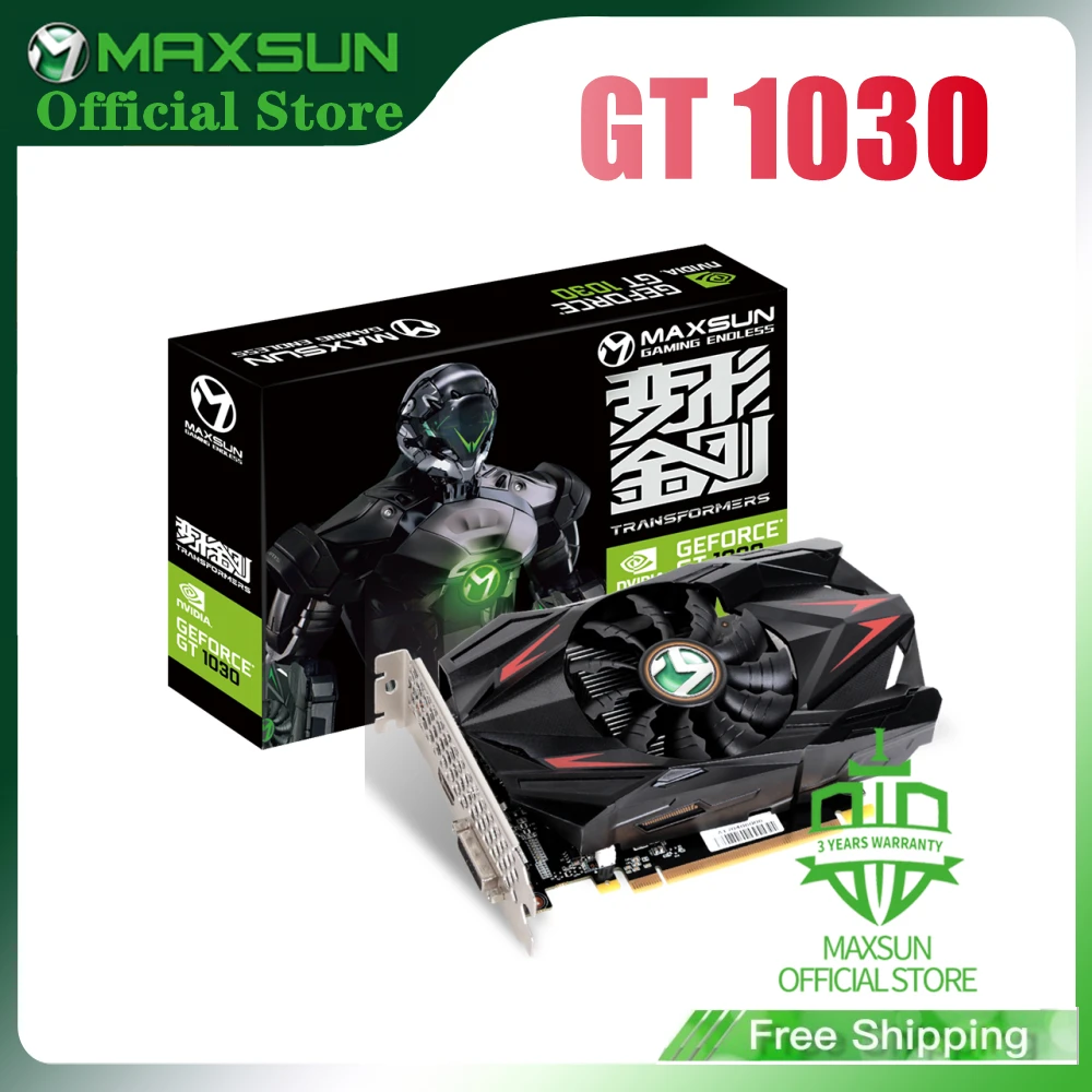 Maxsun GT 1030 трансформаторы 4 Гб DDR4 / 2 ГБ DDR5 графические карты Nvidia GPU настольная видеокарта для игр DVI PCI Express X4 полная Новинка
Maxsun GT 1030 трансформаторы 4 Гб DDR4 / 2 ГБ DDR5 графические карты Nvidia GPU настольная видеокарта для игр DVI PCI Express X4 полная Новинка