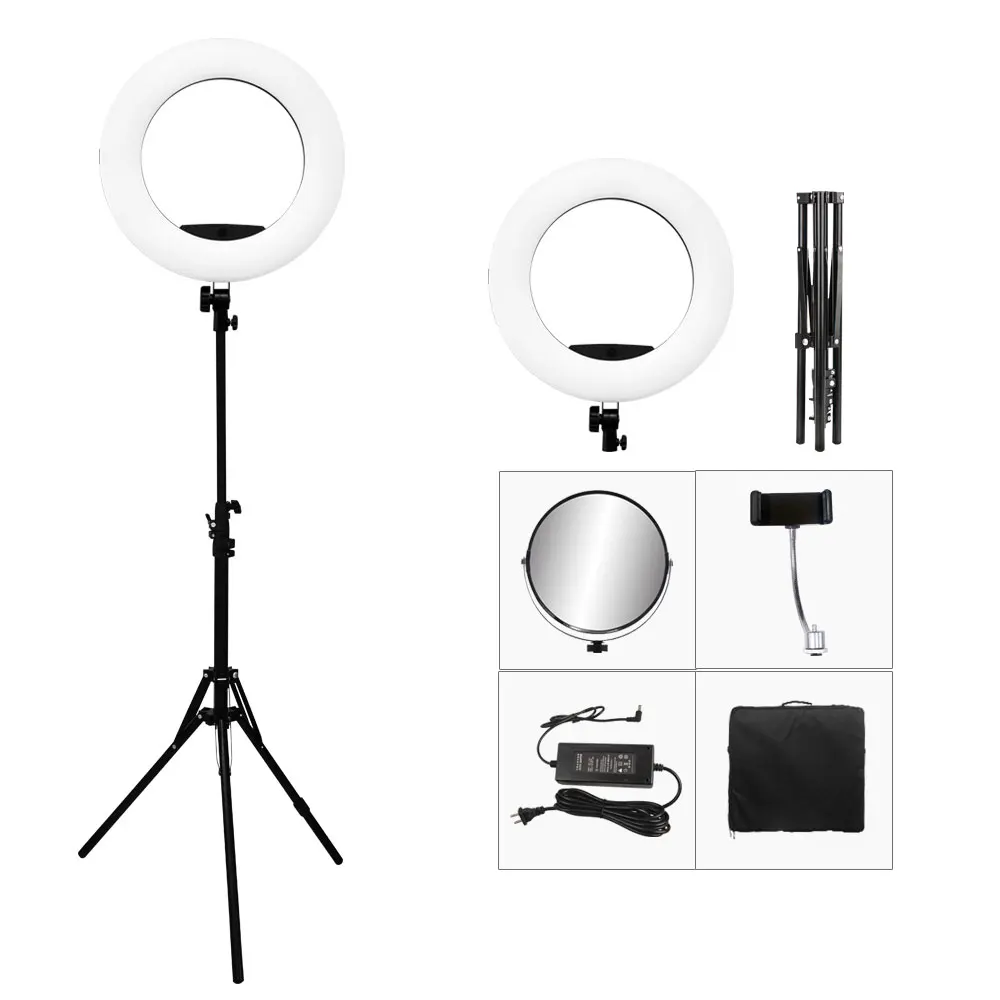 

Yidoblo FS-480II 5500K Dimmable Camera Photo/Studio/Phone/Video 18 48W 480 LED Ring Light LED Lamp+ 2M Tripod +Soft Bag Kit