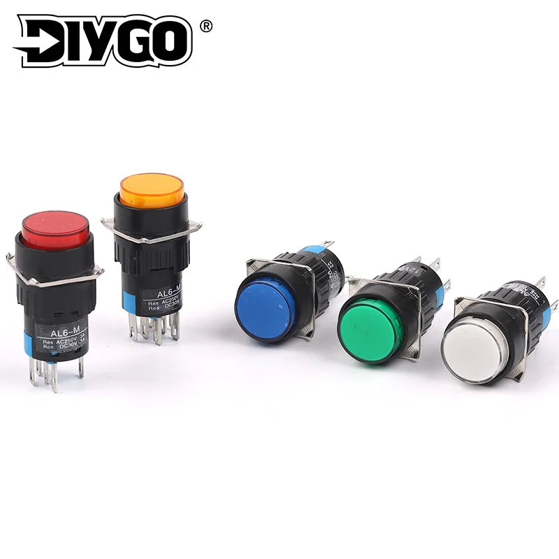 16mm Small Round Push Button Switch With Light Adapter Socket 5/8 Pin AB6 Self-Locking Self-Reset Start Up Power Switch DIY GO
16mm Small Round Push Button Switch With Light Adapter Socket 5/8 Pin AB6 Self-Locking Self-Reset Start Up Power Switch DIY GO