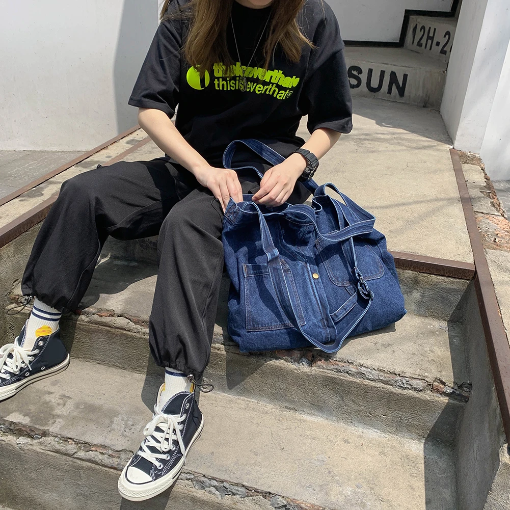 Сумка на плечо в стиле ретро, Повседневная джинсовая вместительная сумочка-мессенджер на плечо, винтажный дорожный тоут с карманами
Сумка на плечо в стиле ретро, Повседневная джинсовая вместительная сумочка-мессенджер на плечо, винтажный дорожный тоут с карманами