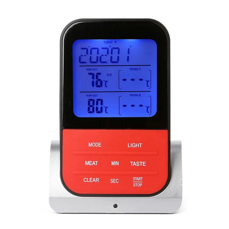 

Беспроводной цифровой термометр для барбекю, водонепроницаемый кухонный прибор для измерения температуры, для приготовления пищи, мяса, с таймером, для барбекю, гриля, коптильни