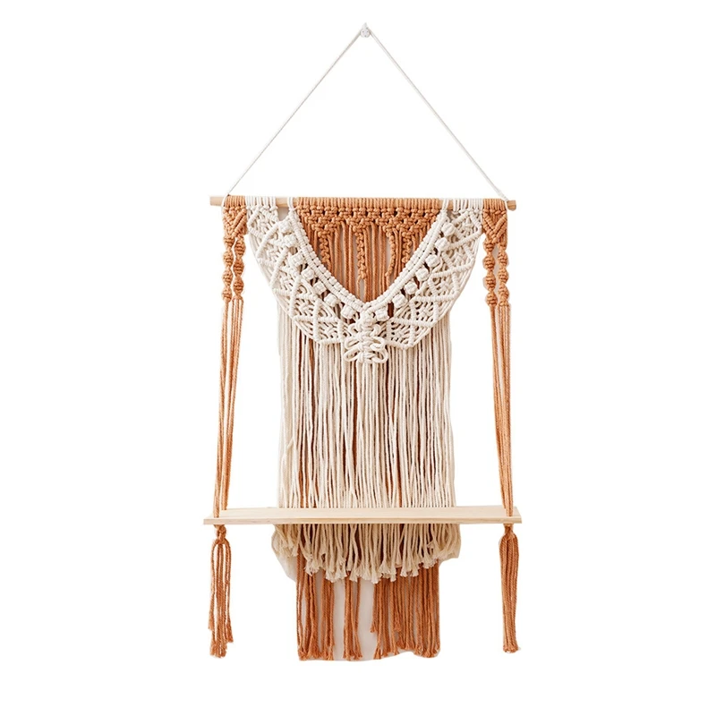 Macrame Wall Hanging Shelf, Wood Floating Hanging Storage Shelf Bohomian Wall Decor
Macrame Wall Hanging Shelf, Wood Floating Hanging Storage Shelf Bohomian Wall Decor