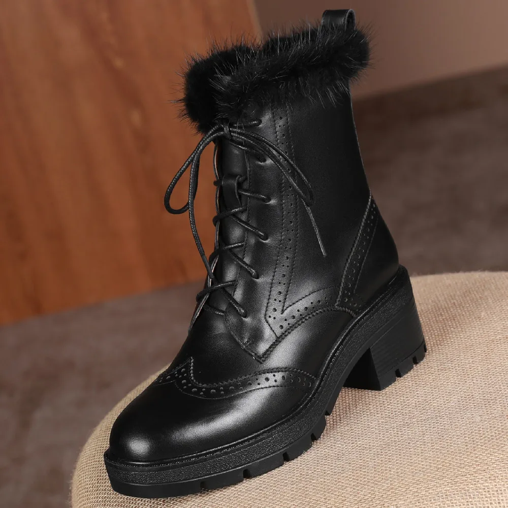 Women's genuine leather carving gradient color british style chunky heel lace-up short ankle boots real fur decoration winter
Women's genuine leather carving gradient color british style chunky heel lace-up short ankle boots real fur decoration winter