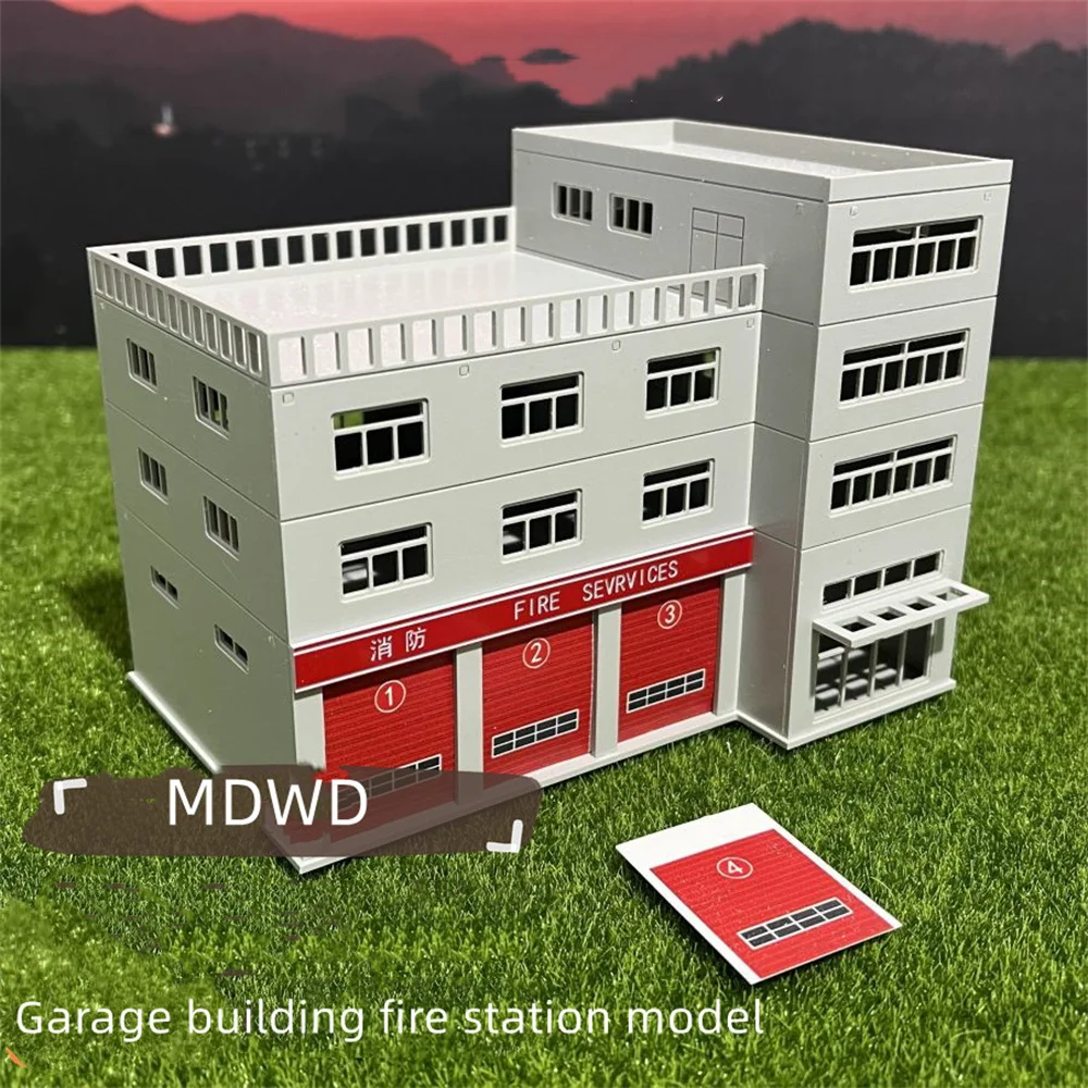 

N Scale 1/150/100/87/72/64/50 Assembly Simulation Building Model Garage Fire Station Layout Diorama
