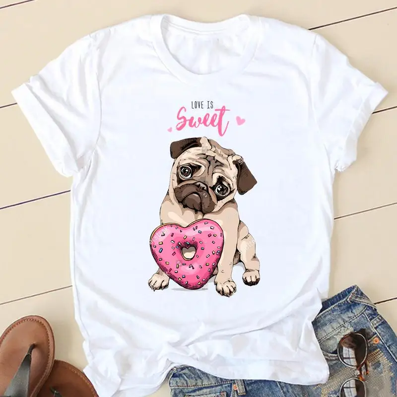 Женская футболка с принтом Love Pug Dog Graphic, летняя футболка с коротким рукавом, в стиле Харадзюку, новинка,
Женская футболка с принтом Love Pug Dog Graphic, летняя футболка с коротким рукавом, в стиле Харадзюку, новинка,