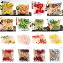 50/80/100pc Heart Disposable Bamboo Skewers Food Cocktail Picks Buffet Fruit Cupcake Fork Sticks Party Table Decoration Supplies