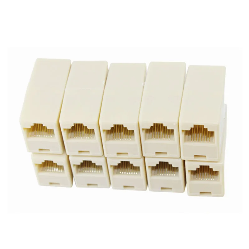 

10PCS RJ45 Coupler Plug Network LAN Cable Extender Connector Adapter 8P8C Ethernet Straight Head Cable Joiner Socket RJ-45