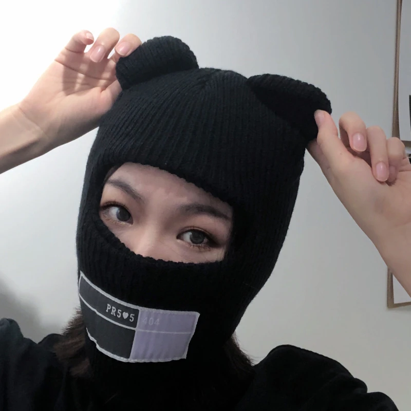 Cute Full Face Cover Ski Mask Hat With Bear Ear Balaclava Knitted Hats Windproof Skullies Beanies Bonnet Winter Warm Unisex Caps
Cute Full Face Cover Ski Mask Hat With Bear Ear Balaclava Knitted Hats Windproof Skullies Beanies Bonnet Winter Warm Unisex Caps