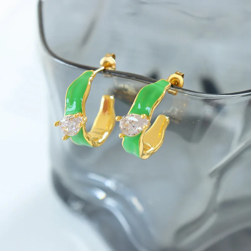 SDA Enamel Drop Oil Inlaid Zircon Earrings with Green Color Women Accessories Ear
SDA Enamel Drop Oil Inlaid Zircon Earrings with Green Color Women Accessories Ear