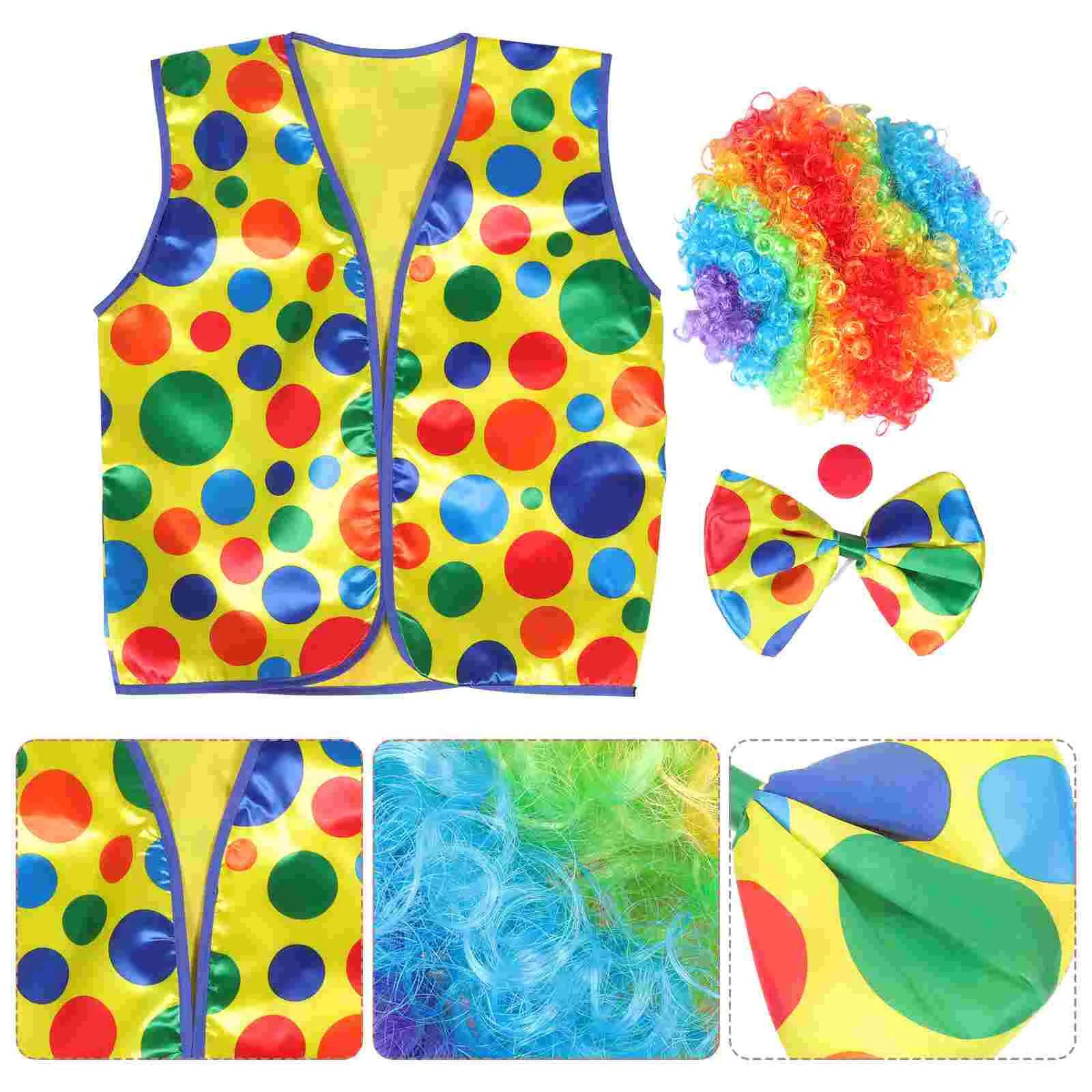 1 Set Cosplay Clown Costume Clown Props Clown Bow Tie Clown Nose Vest 
1 Set Cosplay Clown Costume Clown Props Clown Bow Tie Clown Nose Vest