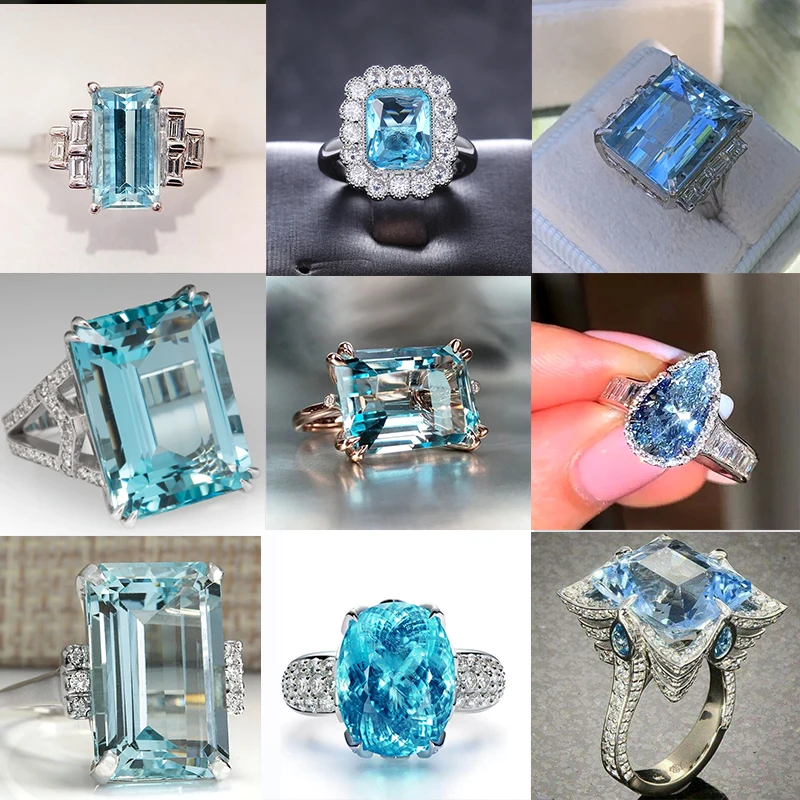 Bulk Aquamarine Silver Color Wedding Engagement Rings For Women Huge Sky Blue Cubic Zircon Prong Setting Valentine's Gift
Bulk Aquamarine Silver Color Wedding Engagement Rings For Women Huge Sky Blue Cubic Zircon Prong Setting Valentine's Gift