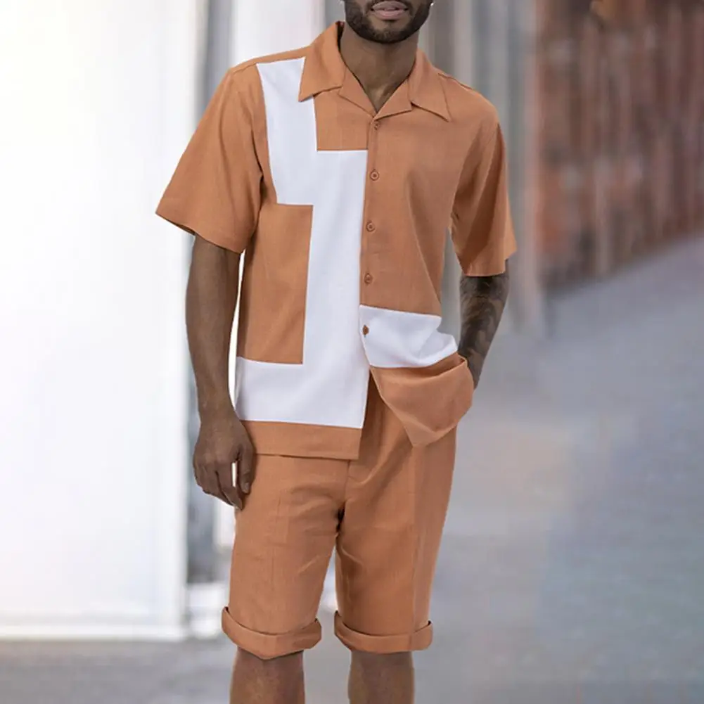 Men Shirt Short Set Turn-down Collar Breathable Casual Short Sleeve Contrast Color Stripe Print Wide Leg Summer Suit Male Clothe
Men Shirt Short Set Turn-down Collar Breathable Casual Short Sleeve Contrast Color Stripe Print Wide Leg Summer Suit Male Clothe