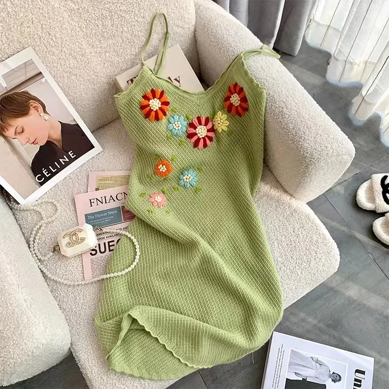 Summer Mini Dress for Women 2022 Elegant Green Knit Floral Chic Dress Beach Party Spaghetti Strap Sexy Backless Outfits Vestidos
Summer Mini Dress for Women 2022 Elegant Green Knit Floral Chic Dress Beach Party Spaghetti Strap Sexy Backless Outfits Vestidos