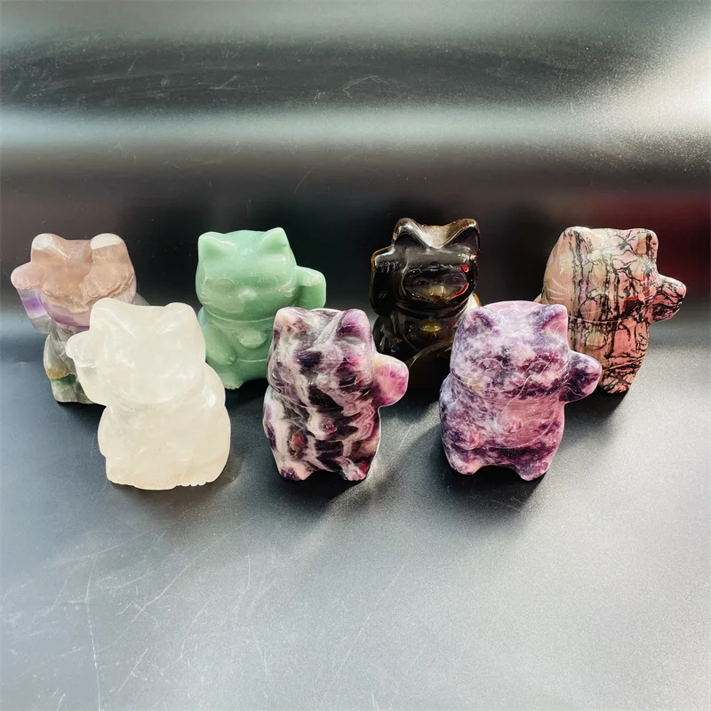 Natural Crystal Carving Clear Quartz Reiki Stones Fortune Cat Statue Home Decor LDH
Natural Crystal Carving Clear Quartz Reiki Stones Fortune Cat Statue Home Decor LDH