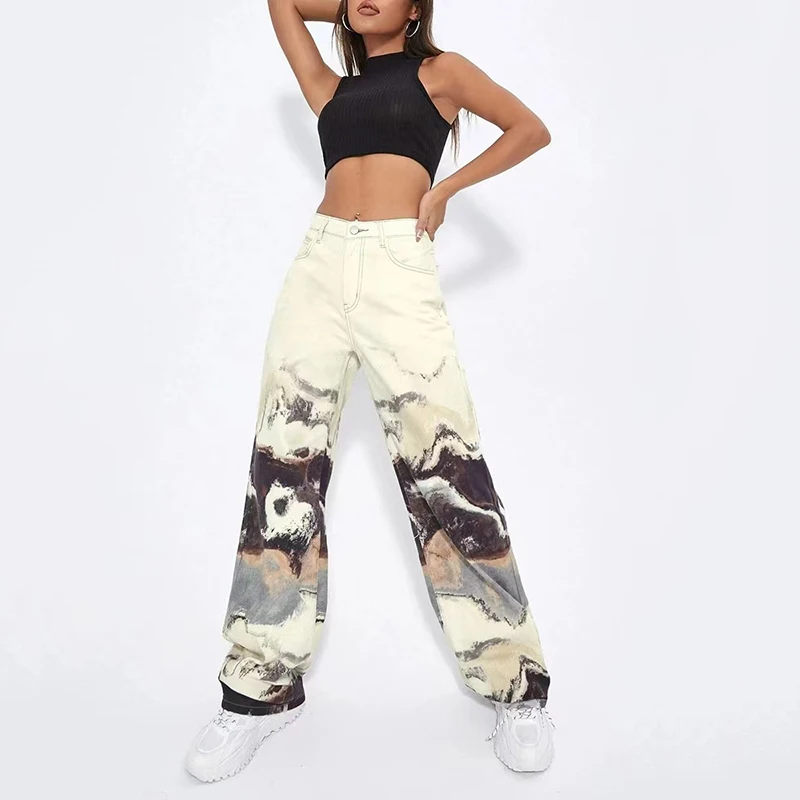 Halo ink painting jeans 2023 summer new fashion personality high waist splicing straight pants y2kWomen's Pants
Halo ink painting jeans 2023 summer new fashion personality high waist splicing straight pants y2kWomen's Pants