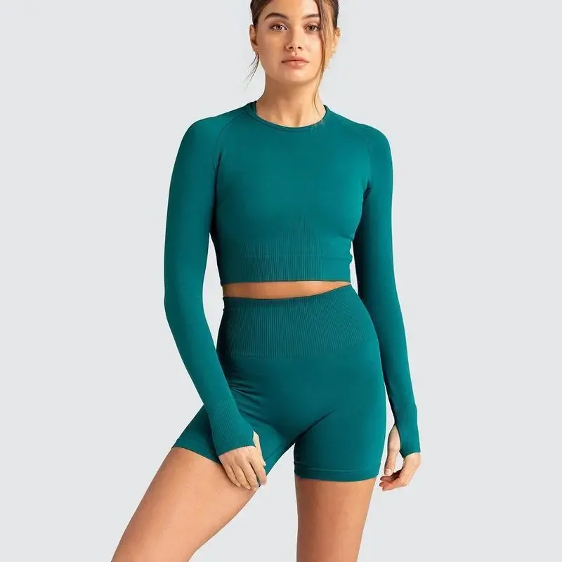 Two Piece Yoga Set Women Gym Clothes Seamless Leggings Long Sleeves Sportswear Suit Outfit Fitness Shorts Crop Top Sport Suits
Two Piece Yoga Set Women Gym Clothes Seamless Leggings Long Sleeves Sportswear Suit Outfit Fitness Shorts Crop Top Sport Suits