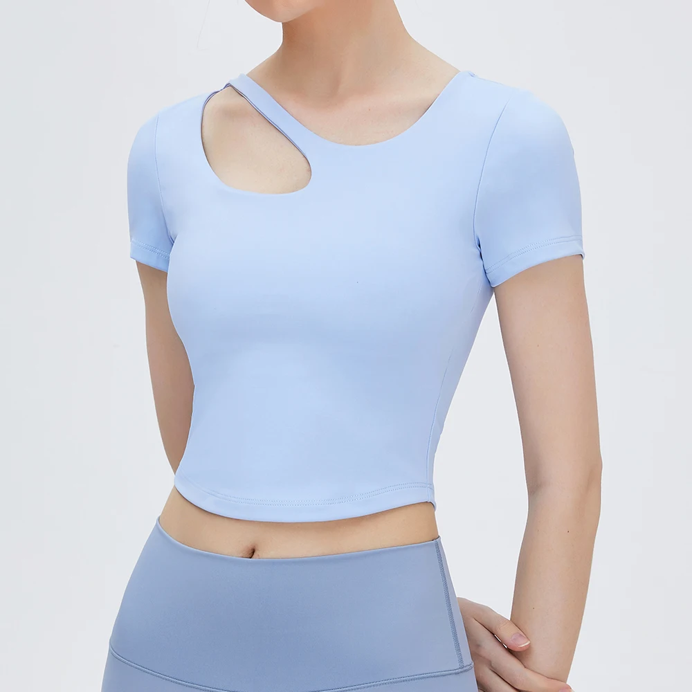 Women Short Sleeve Yoga Top Solid Color Slim Fitting Fitness T-Shirt With Chest Pads Female Breathable Soft Gym Clothing
Women Short Sleeve Yoga Top Solid Color Slim Fitting Fitness T-Shirt With Chest Pads Female Breathable Soft Gym Clothing