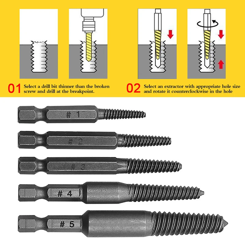 5pcs/Set Screw Extractor Center Drill Bits Guide Set Broken Damaged Bolt Remover Hex Shank And Spanner For Broken Hand Tool
5pcs/Set Screw Extractor Center Drill Bits Guide Set Broken Damaged Bolt Remover Hex Shank And Spanner For Broken Hand Tool