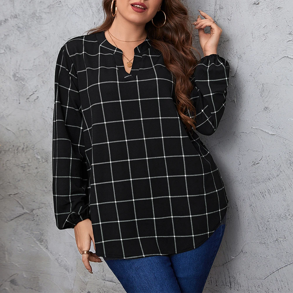 Plus Size Women Plaid Blouse Long Sleeve Loose Shirt V Neck Tops Casual Autumn Regular Vintage Blouse
Plus Size Women Plaid Blouse Long Sleeve Loose Shirt V Neck Tops Casual Autumn Regular Vintage Blouse