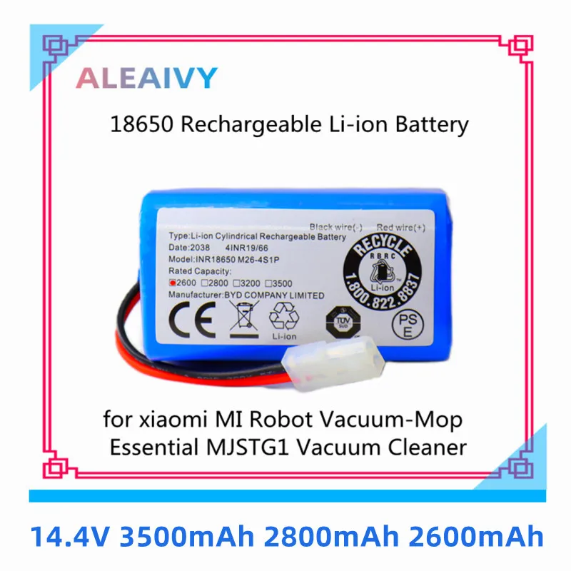 Литий-ионный аккумулятор 14,4 В, 2600 мАч для робота-пылесоса Xiaomi G1 MI Essential MJSTG1, набор аккумуляторов 18650, новинка 
Литий-ионный аккумулятор 14,4 В, 2600 мАч для робота-пылесоса Xiaomi G1 MI Essential MJSTG1, набор аккумуляторов 18650, новинка