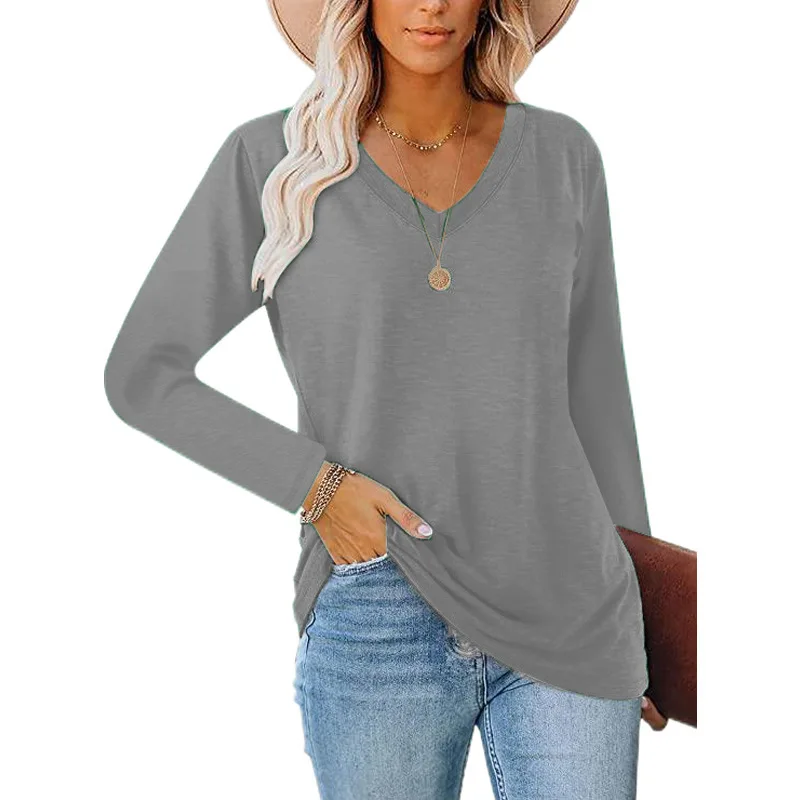 Women Long Sleeves T-shirt Bottoming Shirt V Neck Shirt Autumn Long Sleeve Top Basic Cotton T-Shirts Style Clothes Slim Tee Shir
Women Long Sleeves T-shirt Bottoming Shirt V Neck Shirt Autumn Long Sleeve Top Basic Cotton T-Shirts Style Clothes Slim Tee Shir