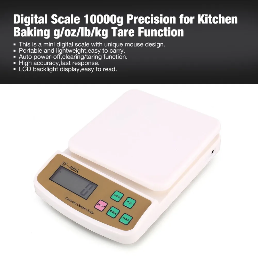 Digital Scale 10000g Precision g/oz/lb/kg Tare Function Weight Measuring for Kitchen Baking Food Tea-leaf Tare Weighing
Digital Scale 10000g Precision g/oz/lb/kg Tare Function Weight Measuring for Kitchen Baking Food Tea-leaf Tare Weighing