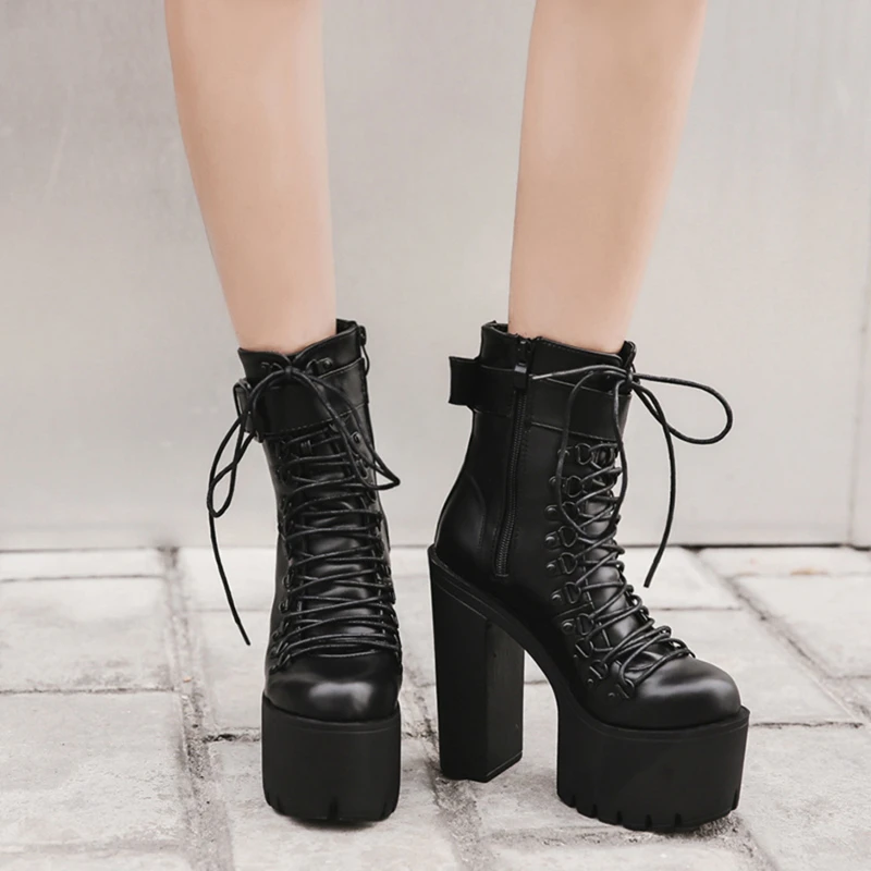 Women Super High PU Leather Boots Zipper Fashion Ladies Platform Shoes PU Leather Lace Up Boots Zapatos De Mujer
Women Super High PU Leather Boots Zipper Fashion Ladies Platform Shoes PU Leather Lace Up Boots Zapatos De Mujer