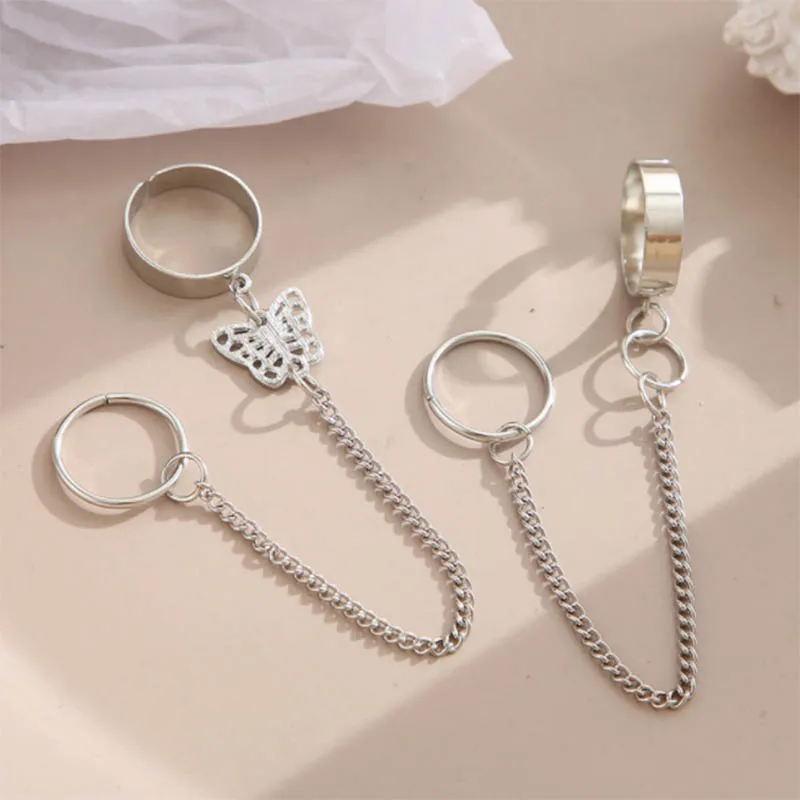 2ps Women's Ring Personality Disco Chain Combination Joint Ring Punk Fan Opening Adjustable Conjoined Butterfly Ring
2ps Women's Ring Personality Disco Chain Combination Joint Ring Punk Fan Opening Adjustable Conjoined Butterfly Ring