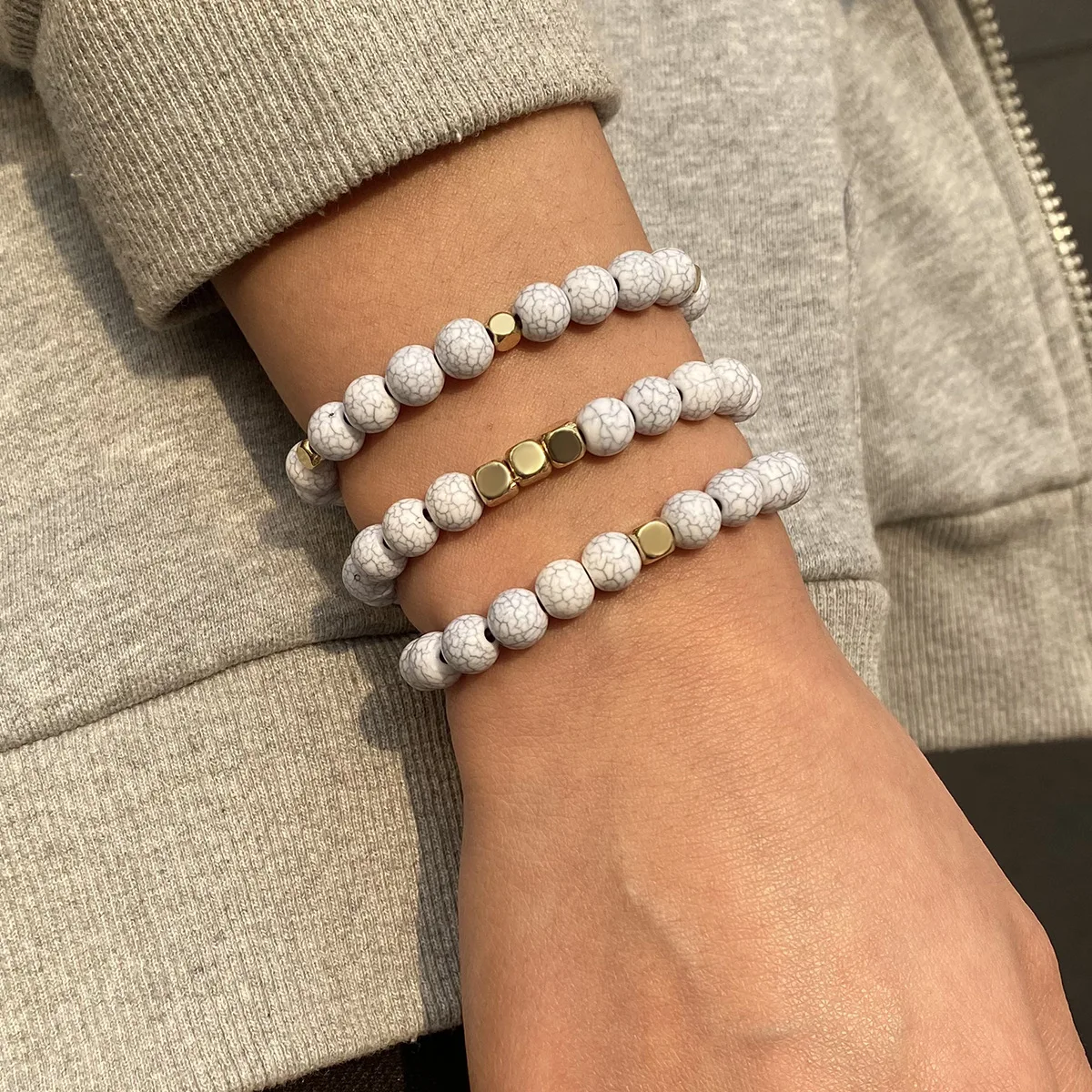 3PCS/SET Natural Stone Bracelet Gold Metal Bead Bohemia Bangle Elastic Pulsera Homme Femme Turquoises Bracelet Trendy Jewelry
3PCS/SET Natural Stone Bracelet Gold Metal Bead Bohemia Bangle Elastic Pulsera Homme Femme Turquoises Bracelet Trendy Jewelry