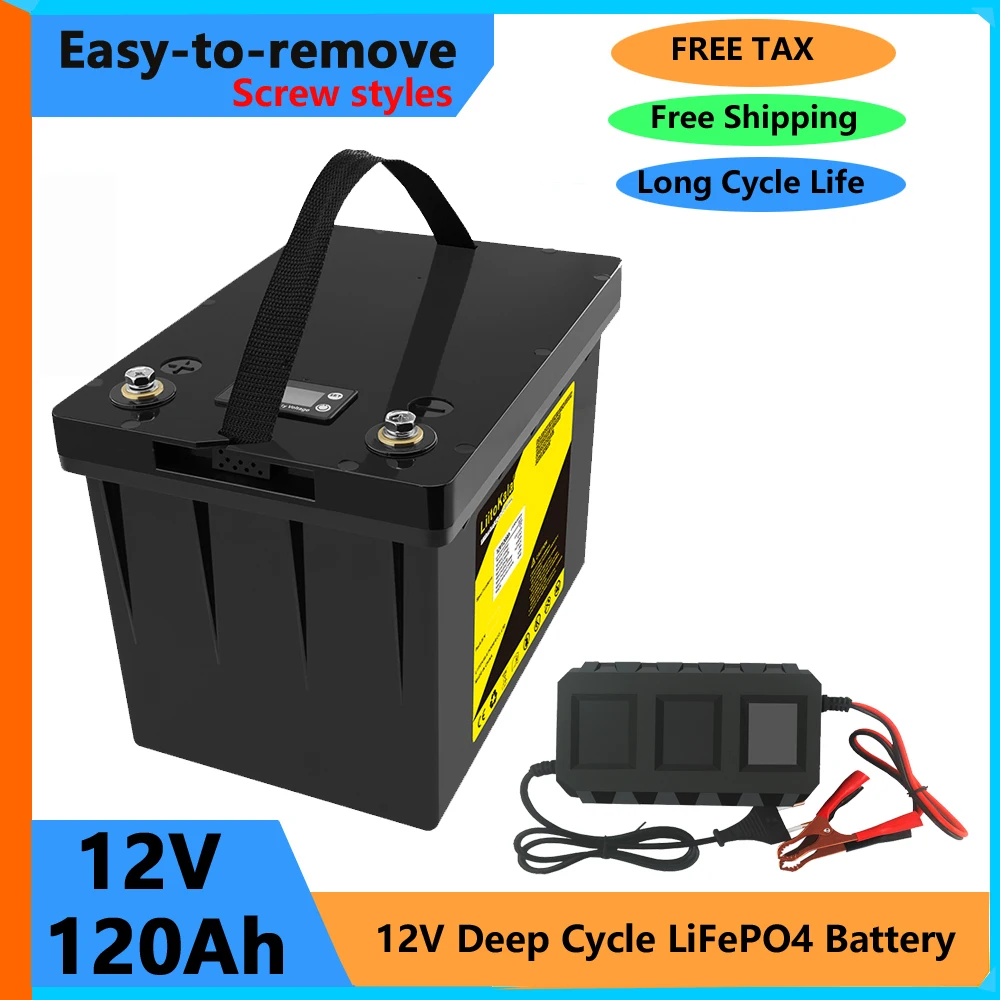 Brand New 12v 120Ah LiFePO4 Battery Pack Built-in BMS 6000 Cycle Lithium Iron Phosphate Ipx5 for Solar RV Car Golf Duty Free
Brand New 12v 120Ah LiFePO4 Battery Pack Built-in BMS 6000 Cycle Lithium Iron Phosphate Ipx5 for Solar RV Car Golf Duty Free