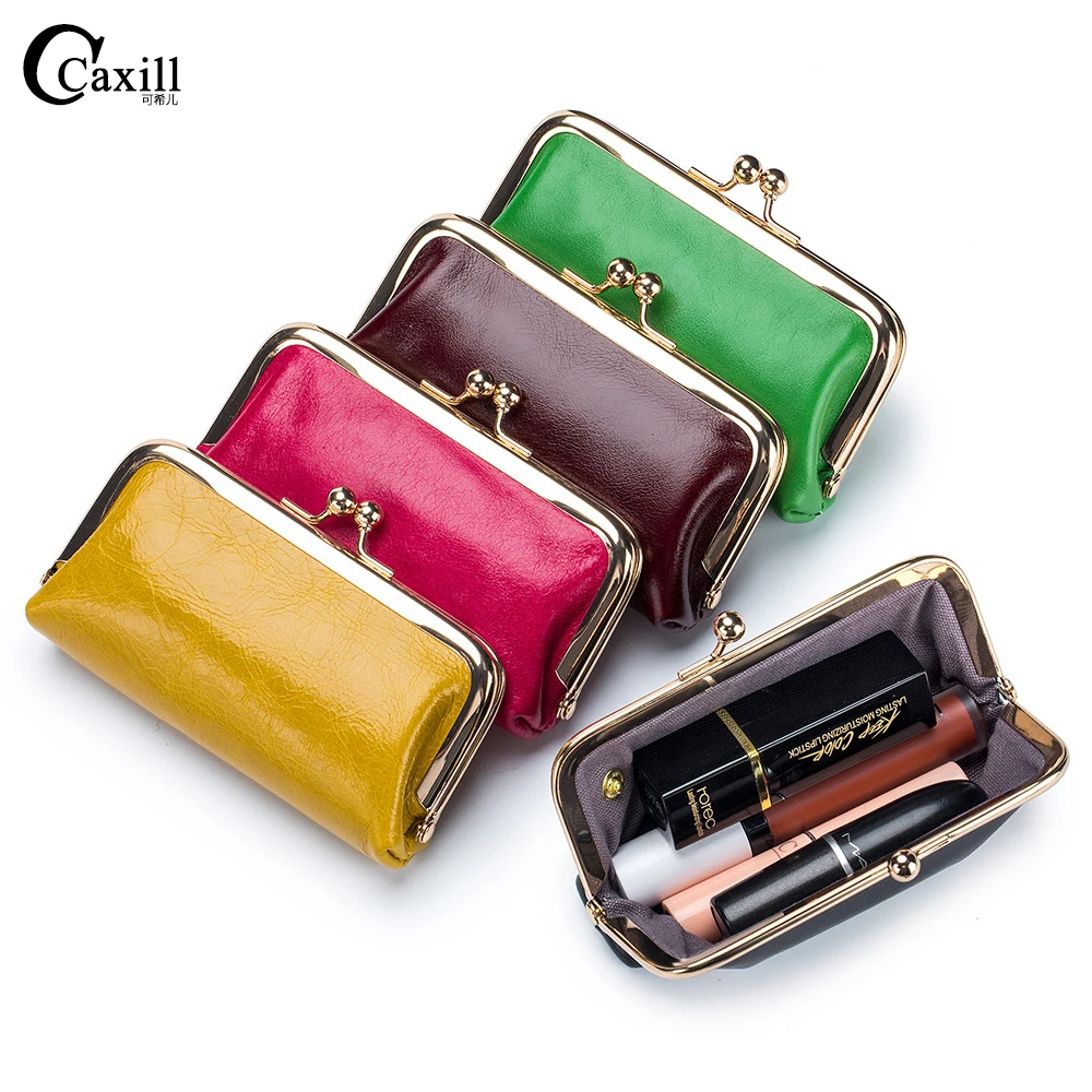 

Leather Lipstick Pocket Money Purse Keys Coin Storage Wallet Simple Clip Pouch Mini Coins Purse Gift for Women Girls Change Bag