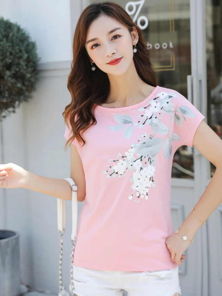 Women's T-shirt Ladies Tops Fashion Summer Crew Neck Pullover Solid Color Loose Short Sleeve Plants and Flowers Tenafeicc
Women's T-shirt Ladies Tops Fashion Summer Crew Neck Pullover Solid Color Loose Short Sleeve Plants and Flowers Tenafeicc