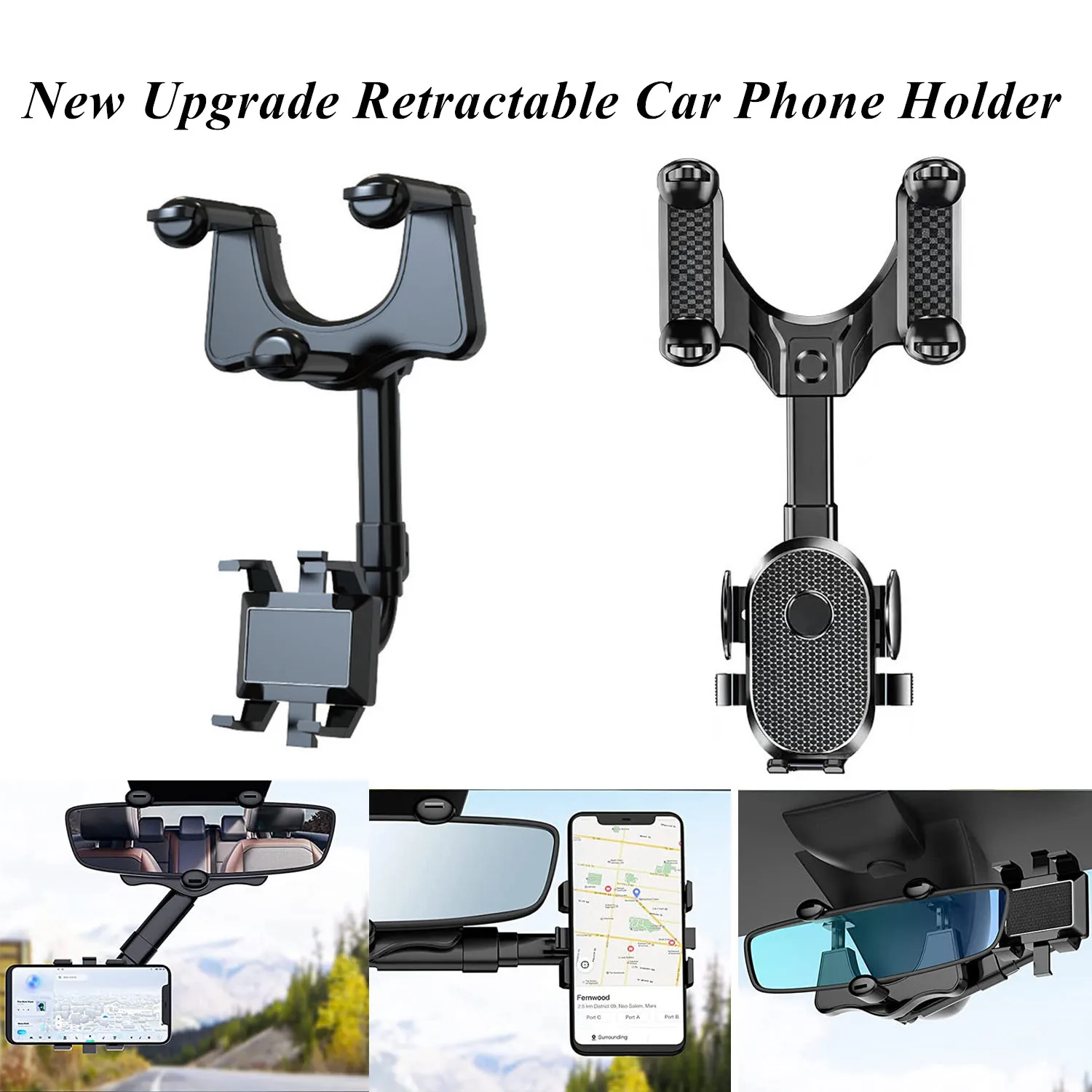 360° Car Rearview Mirror Mount Phone Holder Universal Vehicle Mount Phone GPS Holder Rotating Adjustable Telescopic Phone Holder
360° Car Rearview Mirror Mount Phone Holder Universal Vehicle Mount Phone GPS Holder Rotating Adjustable Telescopic Phone Holder