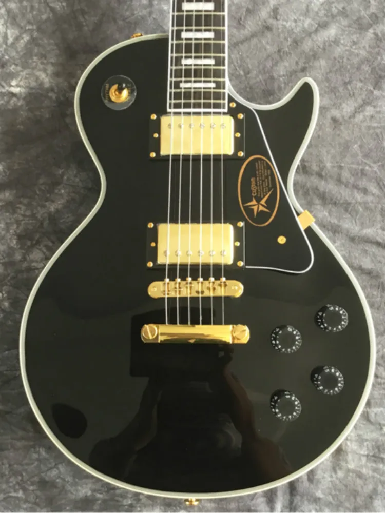 

2023 New!!! High Quality Upgraded Magic Black Color Custom LP Electric Guitar, Solid Body ,Ebony Fretboard, Binding Frets,