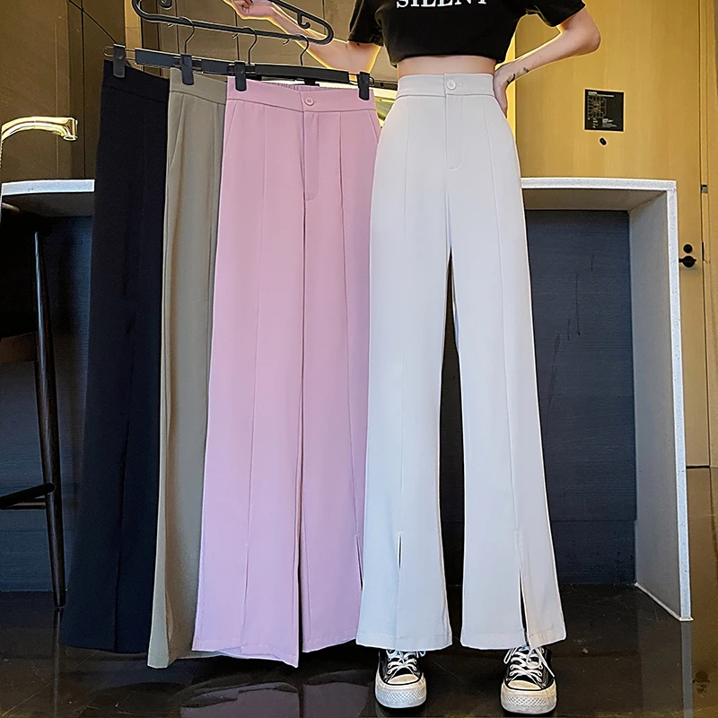Summer Women's Wide Leg Pants Waist Solid Color Split Casual Chiffon Korean Fashion Loose Female Clothing Movafag
Summer Women's Wide Leg Pants Waist Solid Color Split Casual Chiffon Korean Fashion Loose Female Clothing Movafag