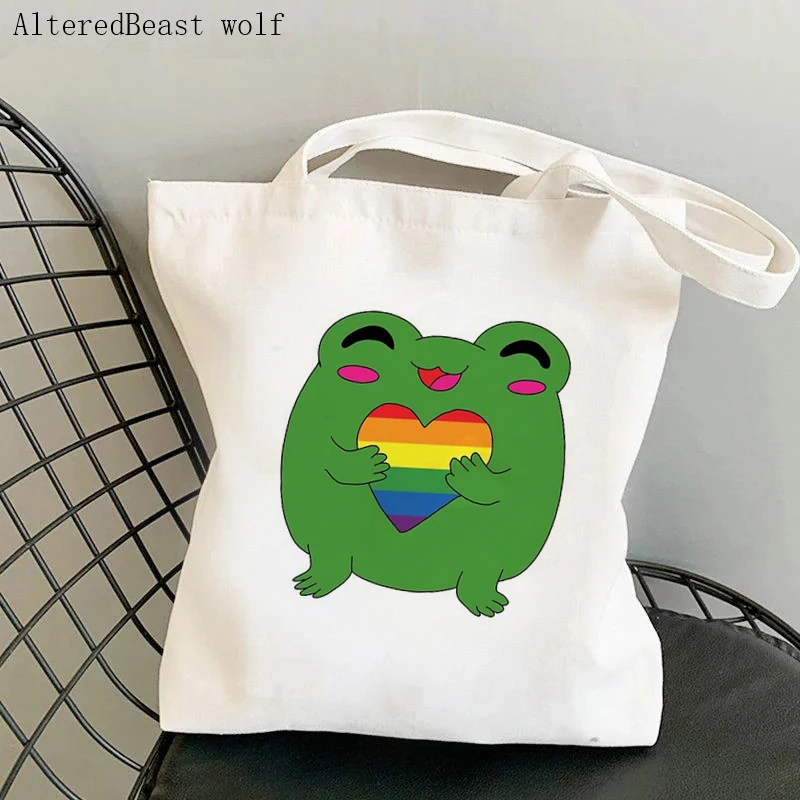 Women Shopper bag Kawaii pride love frog Bag Harajuku Shopping Canvas Shopper Bag girl handbag Tote Shoulder Lady Bag
Women Shopper bag Kawaii pride love frog Bag Harajuku Shopping Canvas Shopper Bag girl handbag Tote Shoulder Lady Bag
