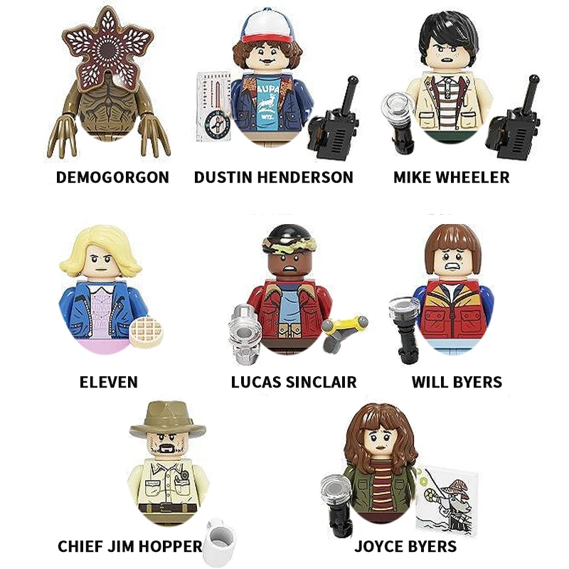 Stranger Things Mini Building Blocks Action Figures DIY Accessories Parts Bricks MOC Educational Toys for Kids Gift scompatible
Stranger Things Mini Building Blocks Action Figures DIY Accessories Parts Bricks MOC Educational Toys for Kids Gift scompatible