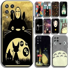Cute Totoro Miyazaki Anime No Face For Samsung Galaxy A22 A22 5G Phone Case Back Full Protection Black Shell TPU Cases Coque