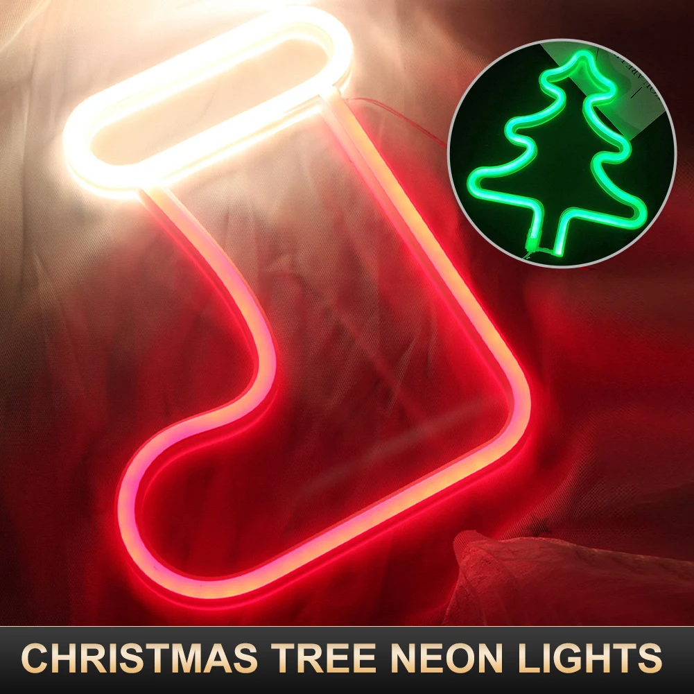 Christmas Neon Lights Christmas Tree Stockings Neon Signs Night Light Xmas Party Home Decoration Wall Decor USB Battery Operated
Christmas Neon Lights Christmas Tree Stockings Neon Signs Night Light Xmas Party Home Decoration Wall Decor USB Battery Operated