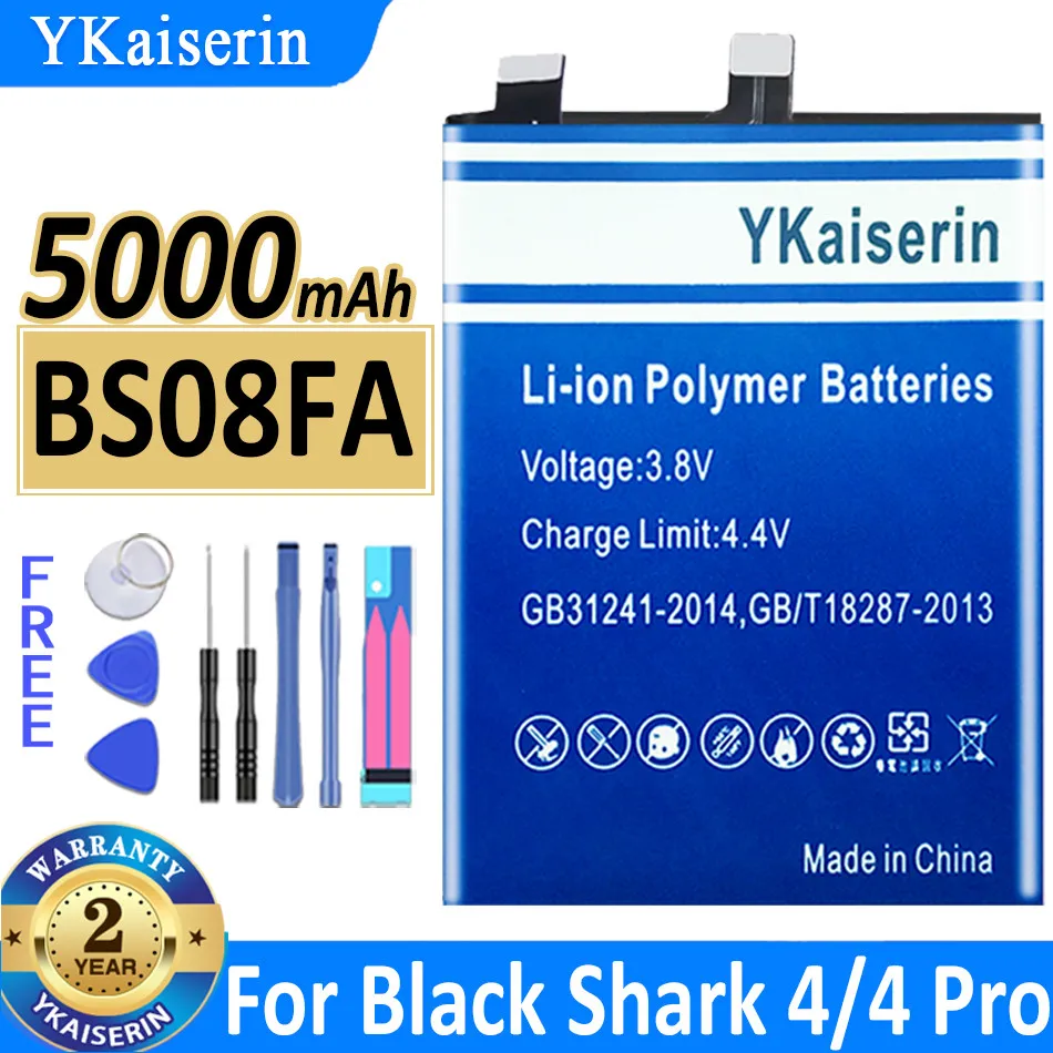 

Запасной аккумулятор ykaisсеребрин 5000 мАч BS08FA, батарея для Black Shark 4/4Pro Shark4 Pro, батареи BSO8FA, батарея + Подарочные инструменты